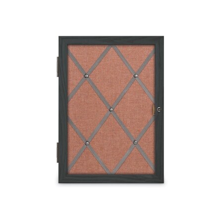 United Visual Products Sliding Door 16" Wood Framed Display Cas, UVDC1649-OAK-MEDGRY UVDC1649-OAK-MEDGRY